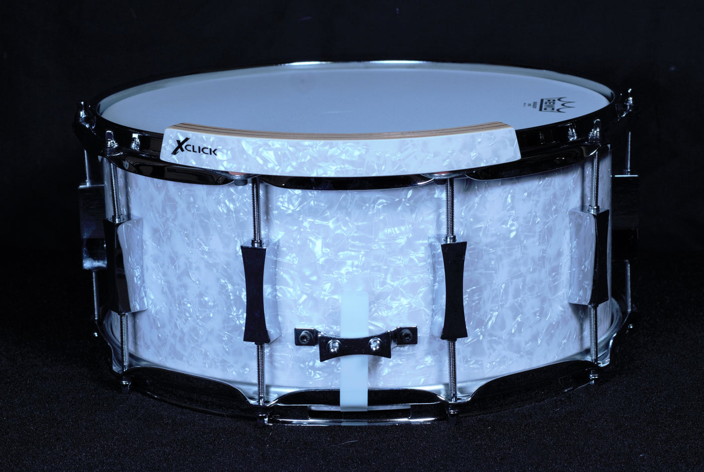 White Marine Pearl Click-mates Snare Drum with X-Click