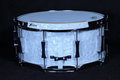 White Marine Pearl Click-mates Snare Drum with X-Click