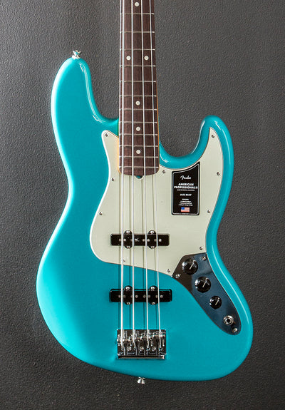 American Professional II Jazz Bass - Miami Blue w/Rosewood