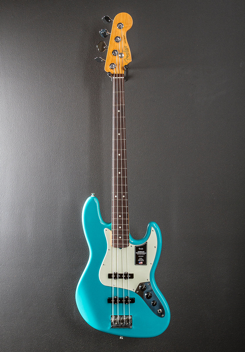American Professional II Jazz Bass - Miami Blue w/Rosewood